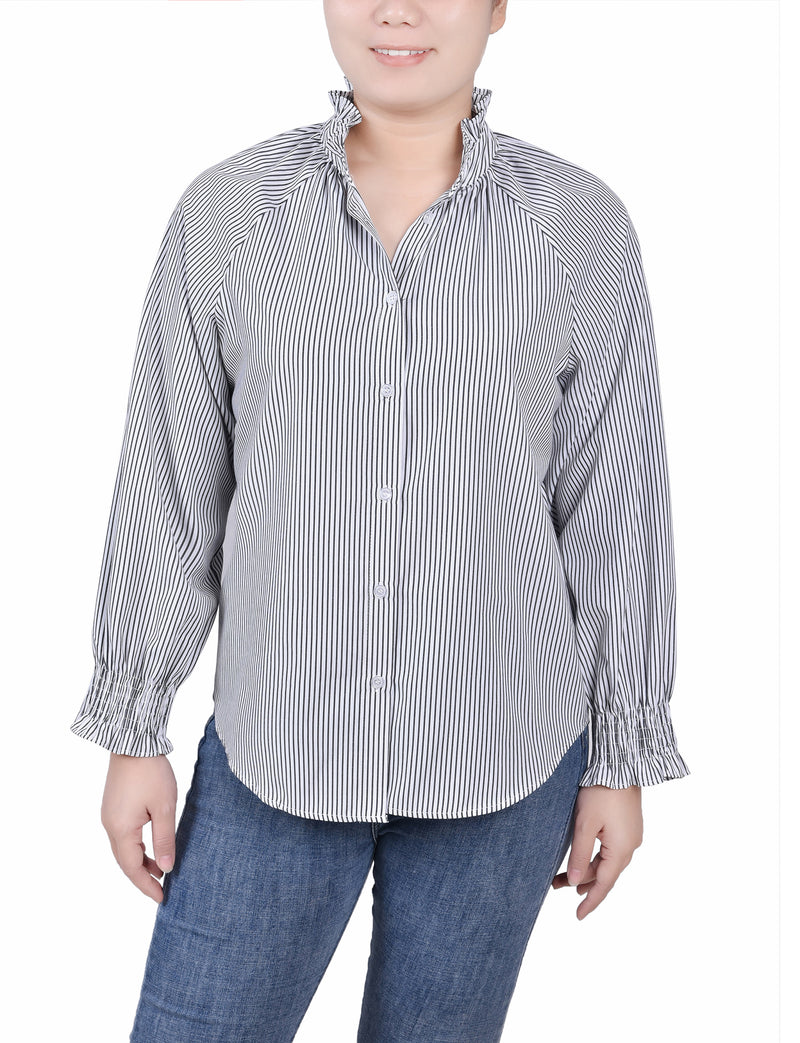 Long Sleeve Button Front Blouse