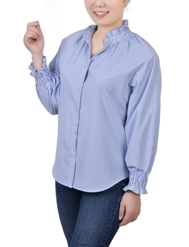Long Sleeve Button Front Blouse