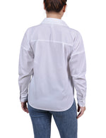 Long Sleeve Hidden Placket Blouse With Studs