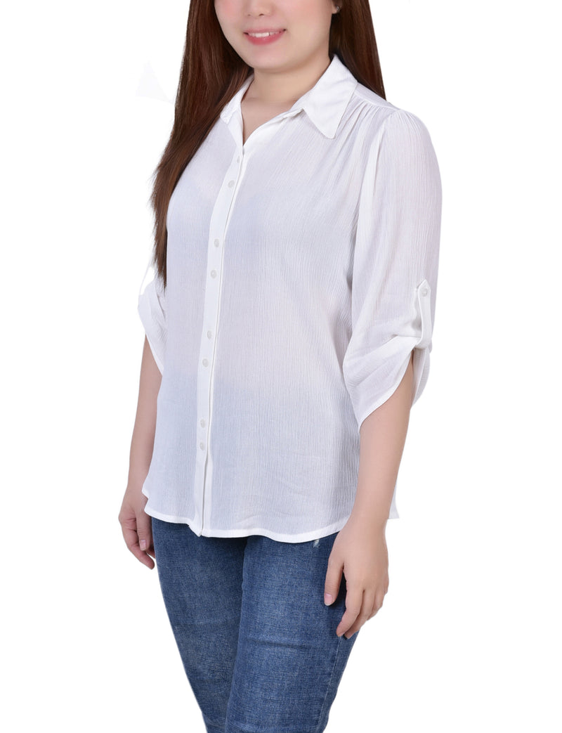 3/4 Sleeve Crepon Blouse