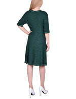 Elbow Sleeve Ribbed Dress With Matching Face Covering/Headband