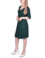 Elbow Sleeve Ribbed Dress With Matching Face Covering/Headband