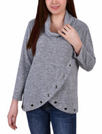 Long Sleeve Crossover Top With Grommets