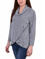 Long Sleeve Crossover Top With Grommets