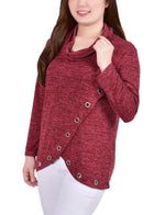 Long Sleeve Crossover Top With Grommets