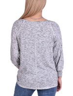 Long Sleeve Ribbed Pullover Top With Detachable Necklace