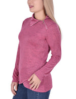 Long Sleeve High Neck Pullover Top With Zipper