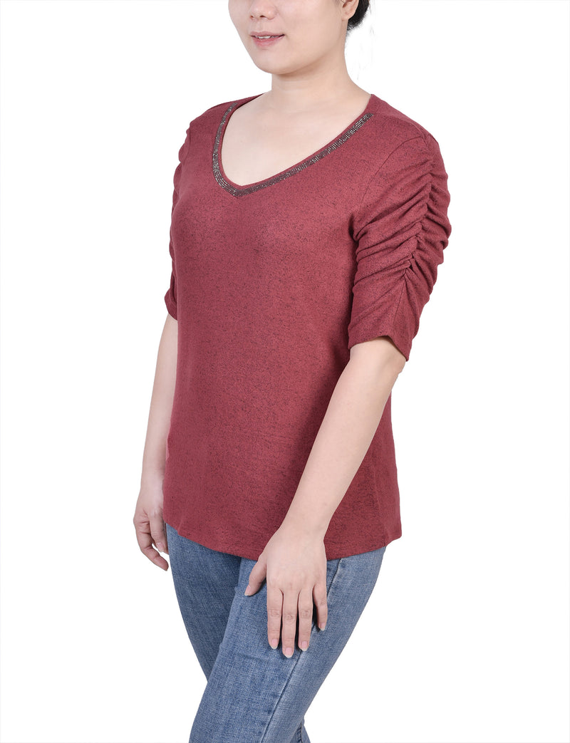 Rouched Sleeve Top