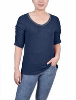 Rouched Sleeve Top