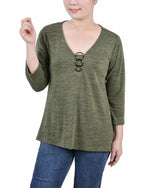 3/4 Sleeve 3-Ring Top