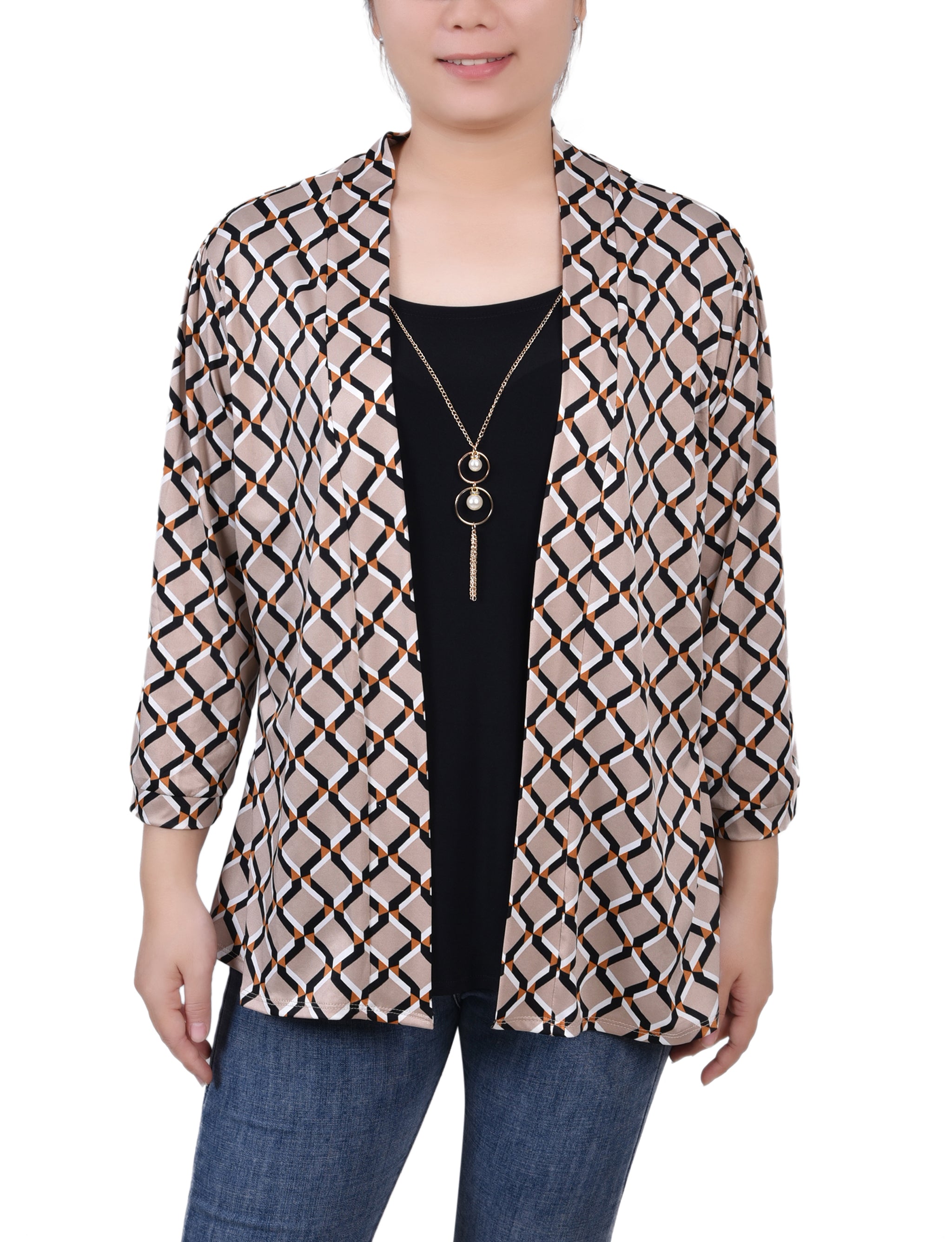 3/4 Sleeve Two-Fer Top – NY COLLECTION