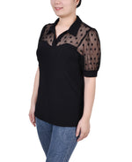 Short Sleeve Top With Dotted Mesh