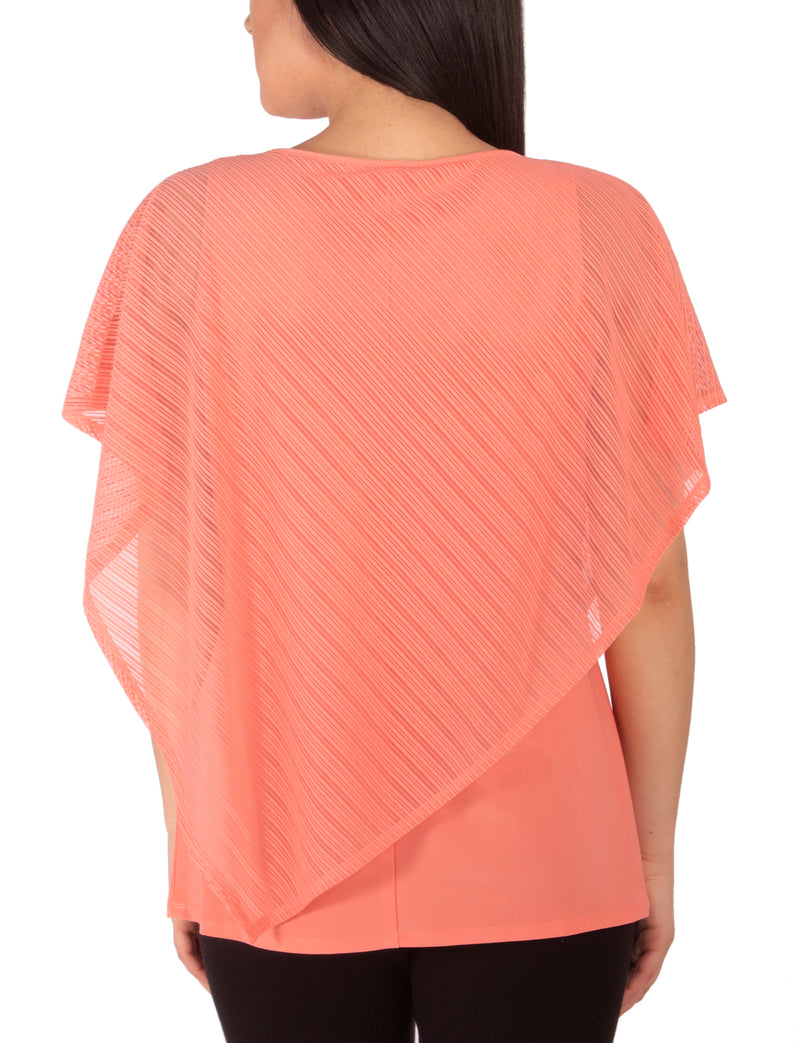 Burnout Poncho Top With Removable Necklace
