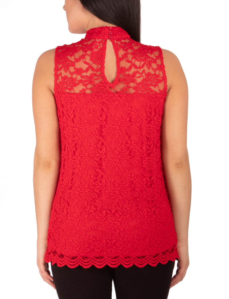 Sleeveless Lace Top With Sweetheart Seaming