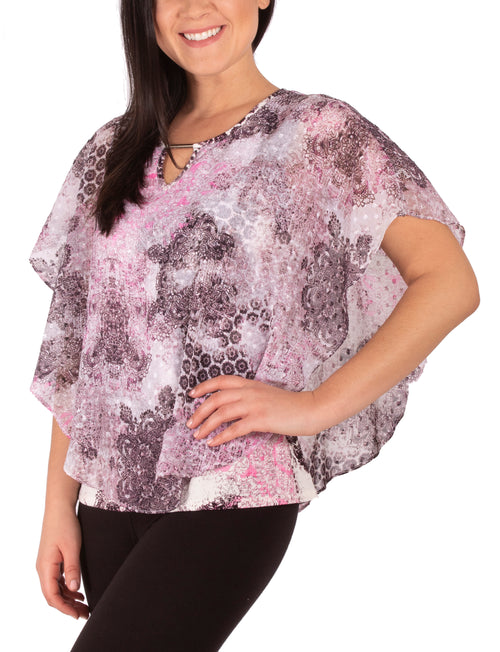 Solid Poncho Top With Hardware At Neck