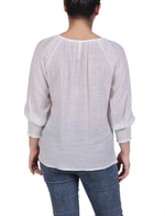 3/4 Sleeve Button Front Blouse