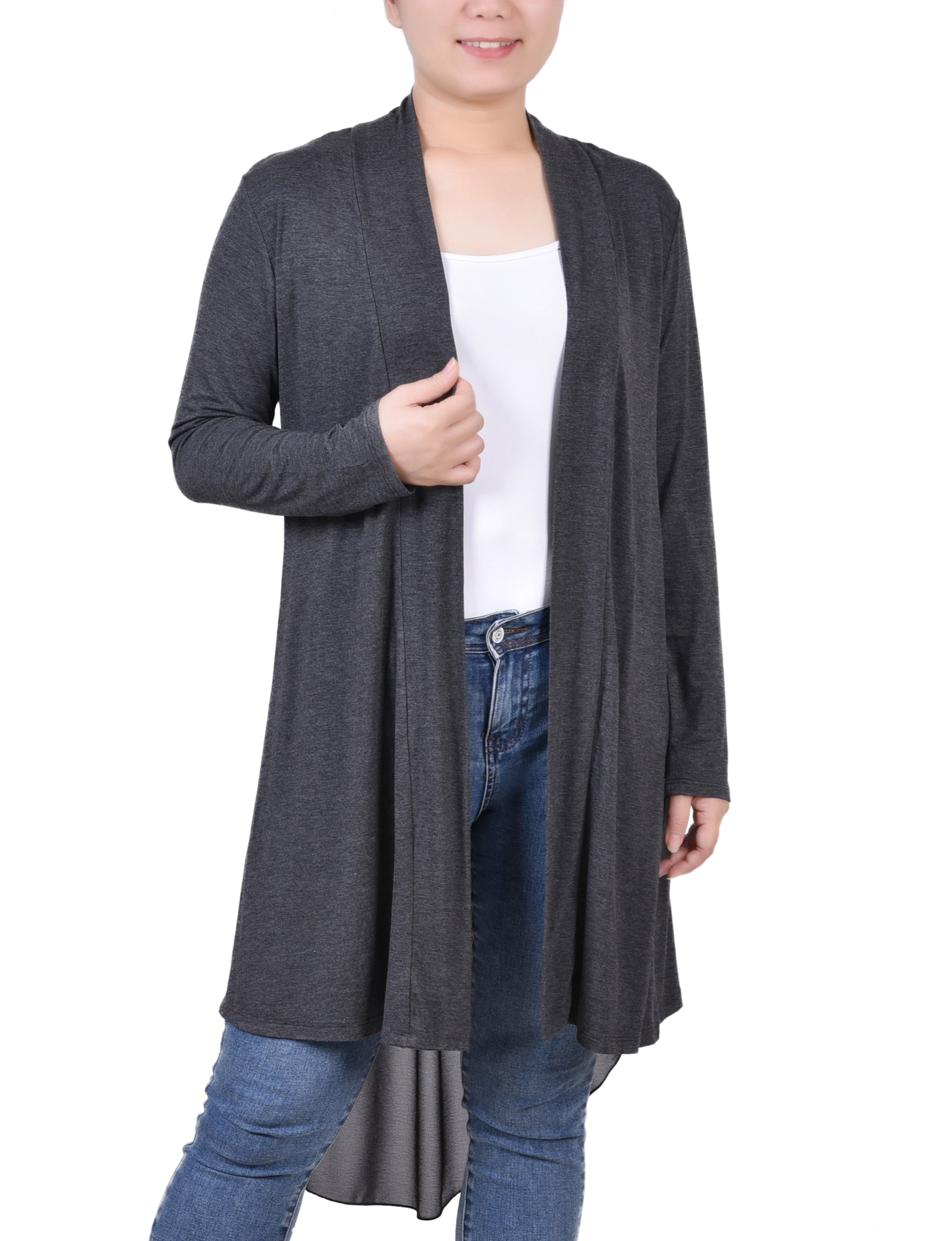 VNECK BACK LONG KNIT CARDIGAN