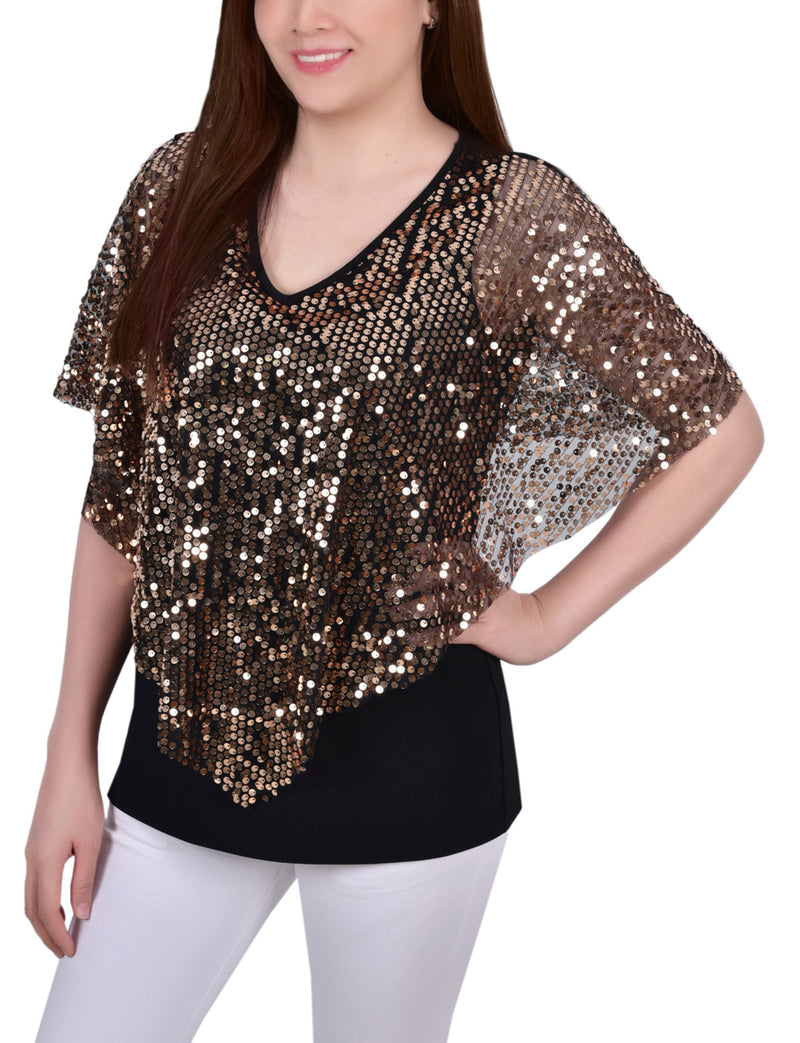 Sequin-Front Poncho