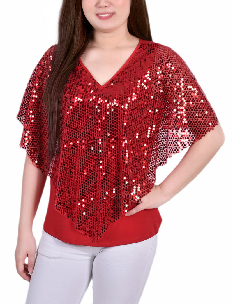 Sequin-Front Poncho