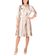 Petite 3/4 Roll Tab Sleeve Belted Shirtdress