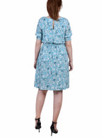 Petite Short Sleeve Pebble Crepe Dress
