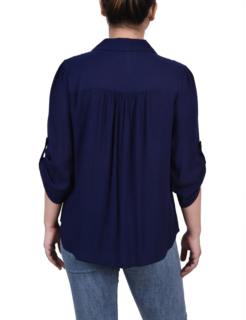 3/4 Sleeve Crepon Blouse