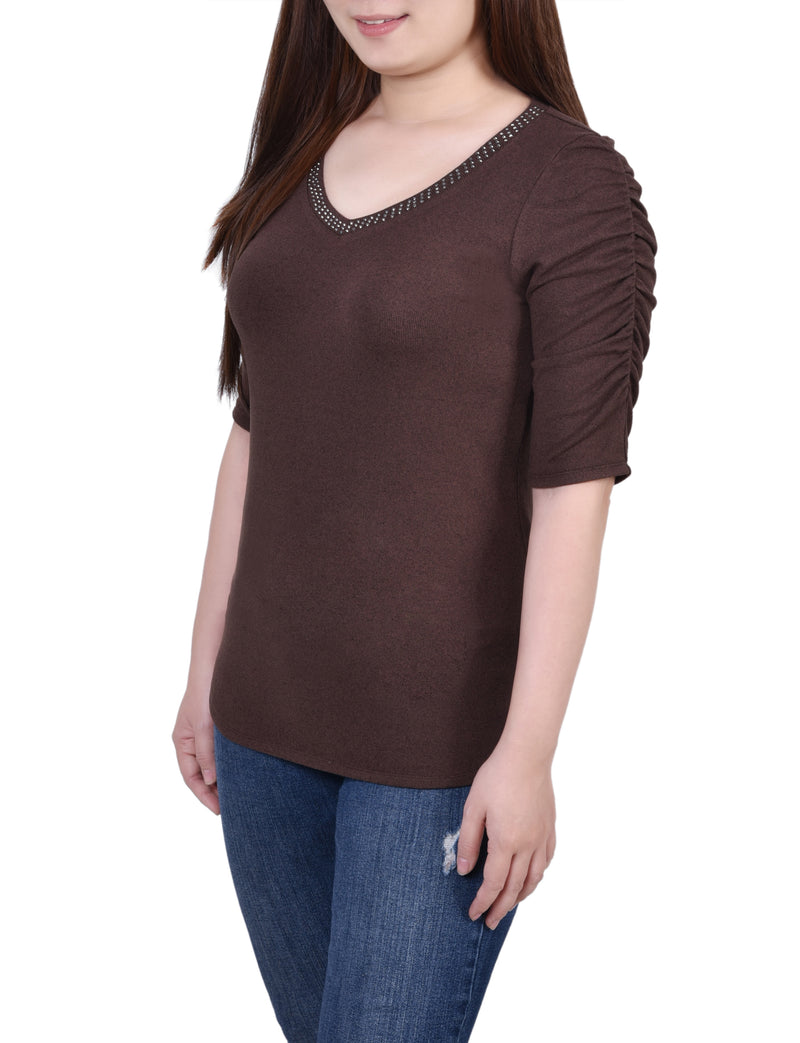 Petite Rouched Sleeve Top