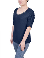 Petite Rouched Sleeve Top