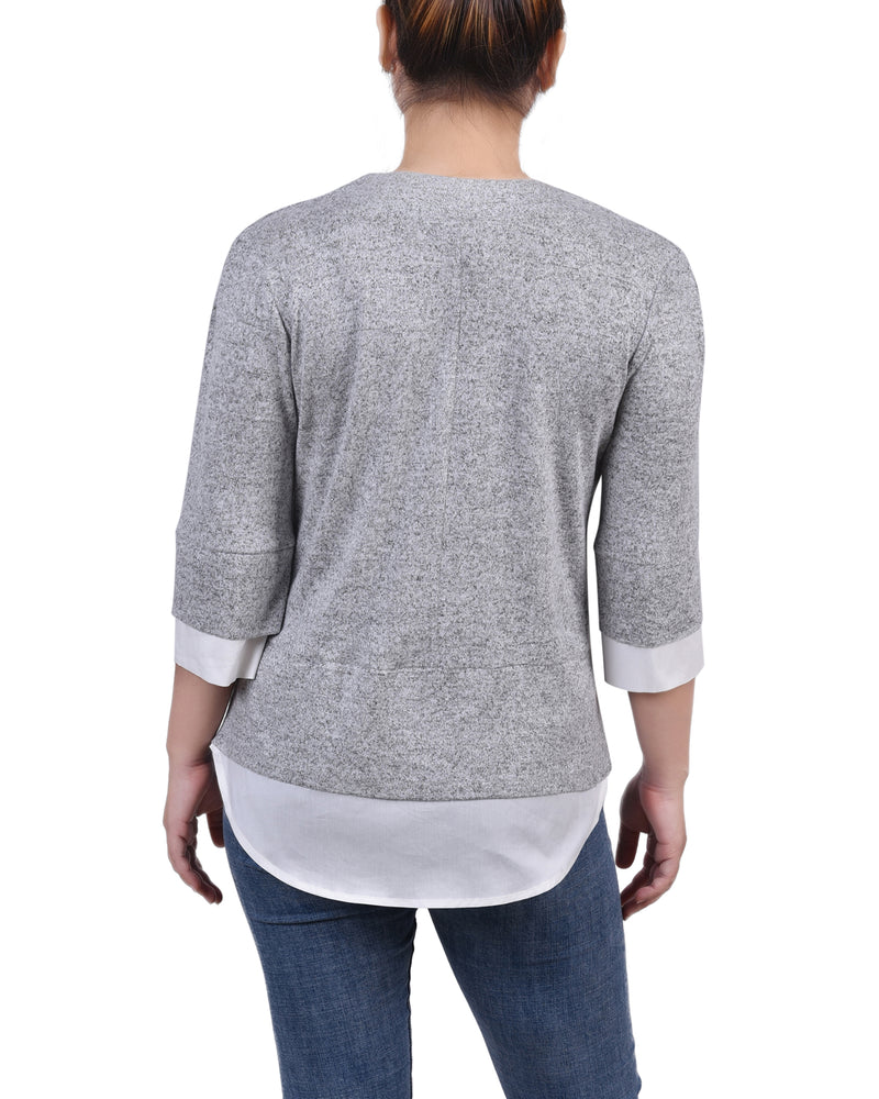 Petite Long Sleeve 2-In 1 Top