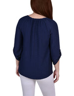 Petite 3/4 Sleeve Honeycomb Top