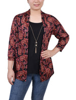 Petite 3/4 Sleeve Two-Fer Top
