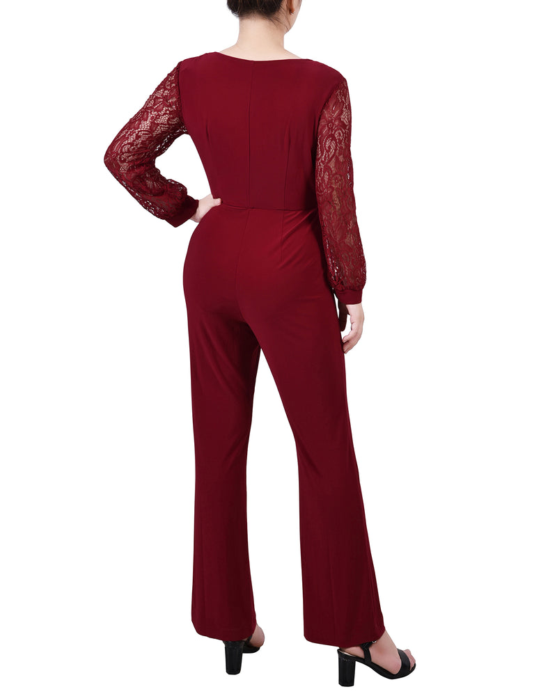 Petite Jumpsuit With Lace Sleeve