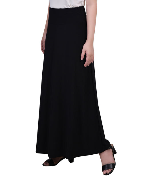 Petite Maxi A-Line Skirt With Front Faux Belt With Ring Detail