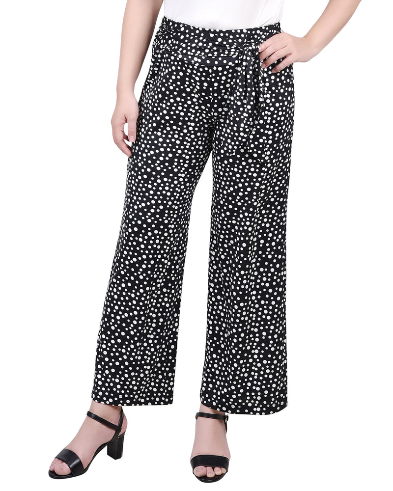 Petite Cropped Pull On Pants With Sash