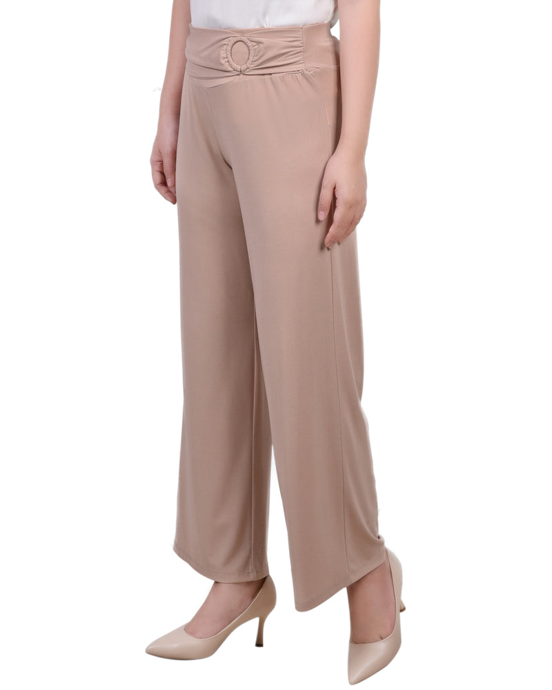 Petite Cropped Pull On Pants With Sash