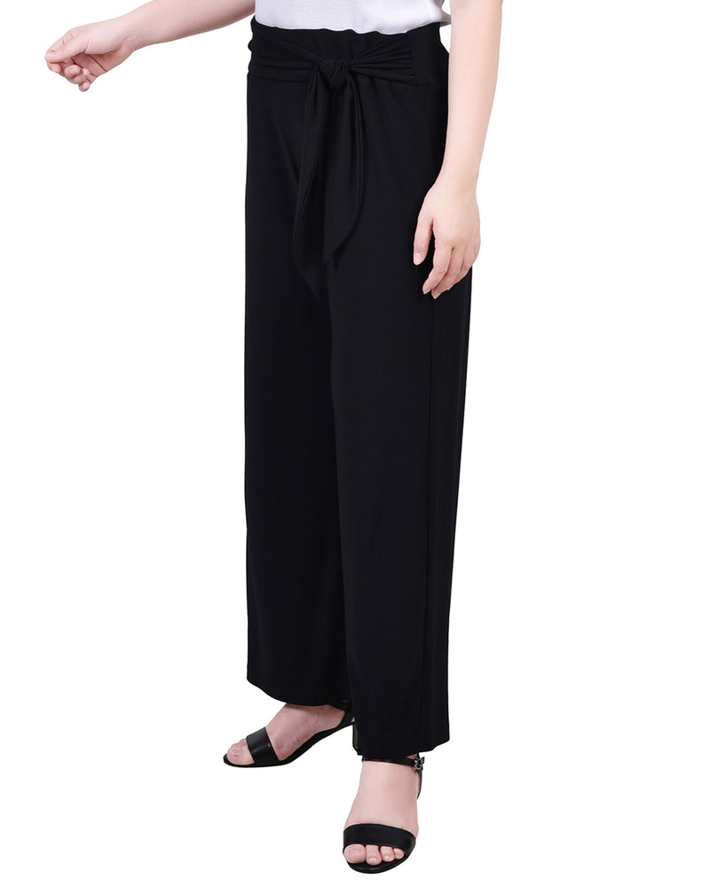 Petite Cropped Pull On Pants With Sash