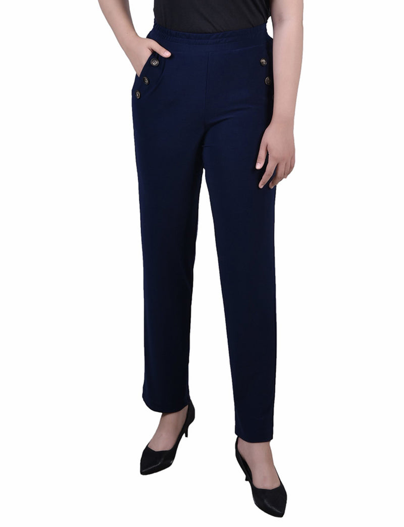 Petite Wide Waist Pull On Pants
