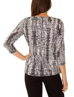 Petite Elbow Sleeve Pullover Top With drawstring
