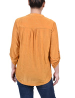 Petite 3/4 Roll Tab Pullover Top