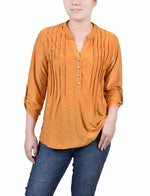Petite 3/4 Roll Tab Pullover Top