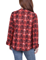 Long Sleeve Jacquard Knit Y Neck Top