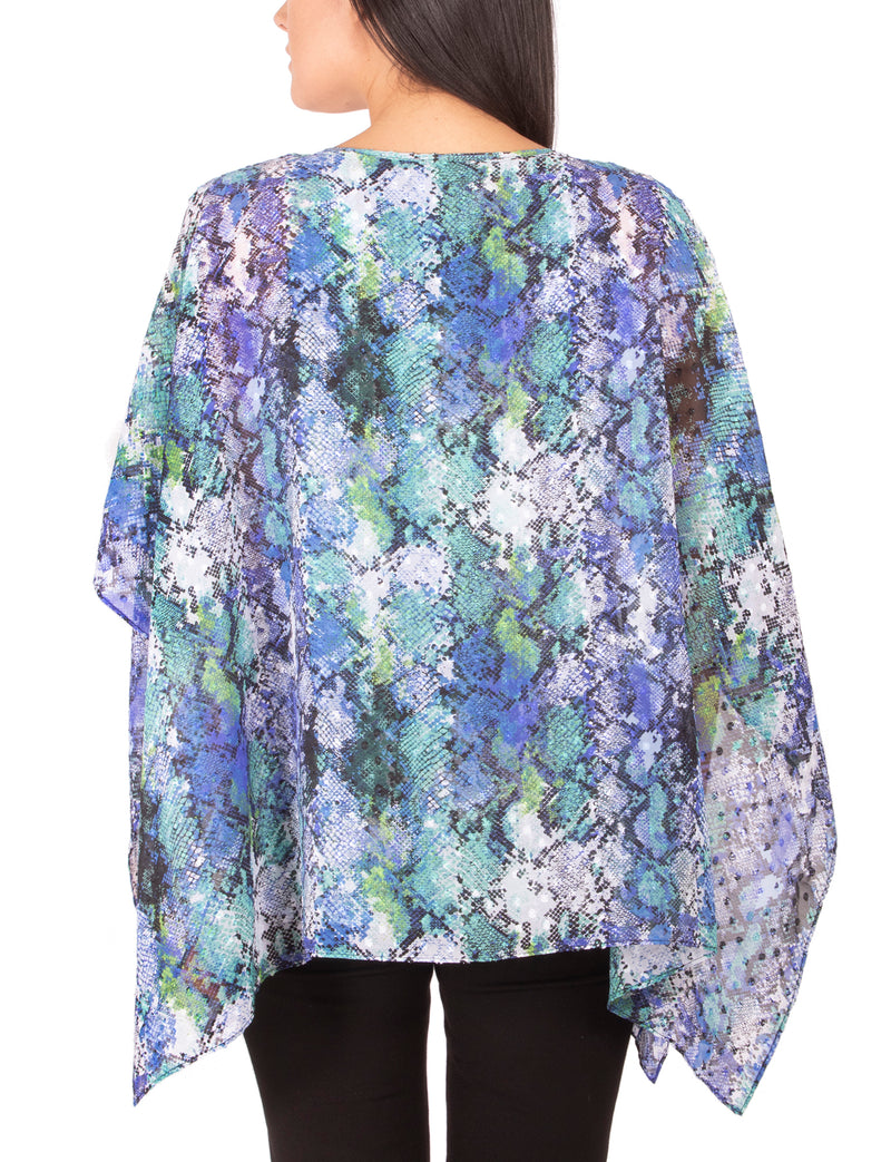 Petite Chiffon Poncho And Tank With Beaded Neckline