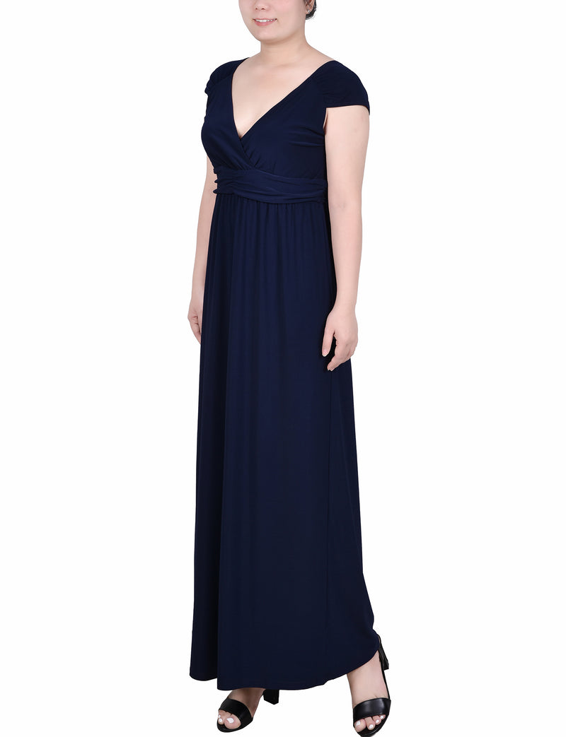 Petite Ruched Empire-Waist Maxi Dress Navy / PM Petite Ruched Empire-Waist Maxi Dress Navy / PM