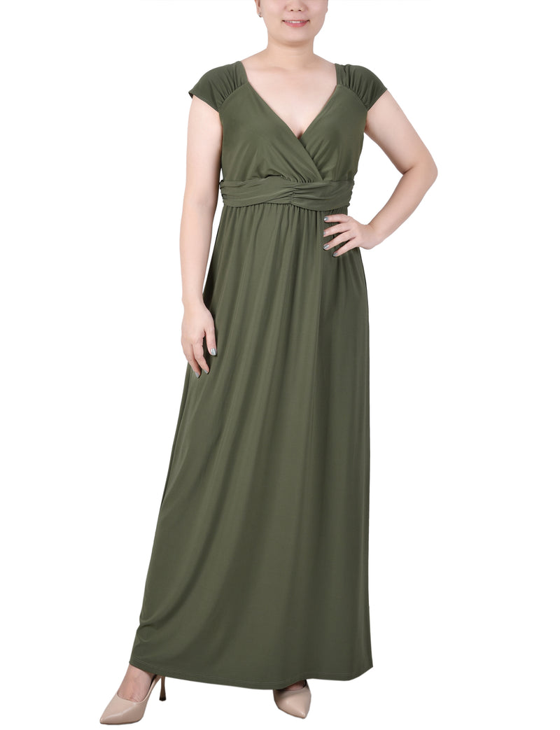 NY Collection Surplice Maxi Dress - Green NY Collection Surplice Maxi Dress - Green