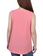 Petite Sleeveless Ribbed Top With Triple Rings