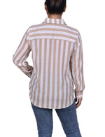 Petite Long Sleeve Striped Blouse