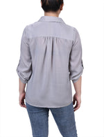 Petite 3/4 Sleeve Satin Blouse