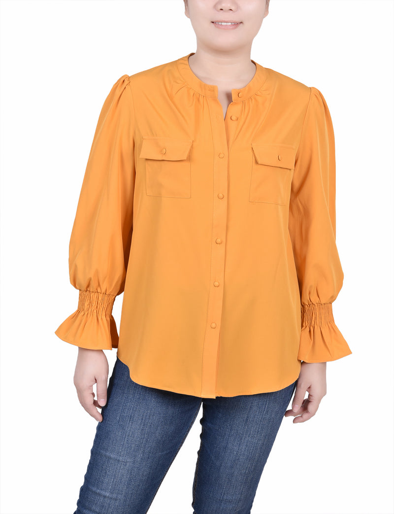 Long Sleeve Y Neck Blouse