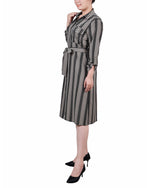 Petite 3/4 Roll Tab Sleeve Belted Shirtdress