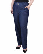 Plus Size Pull On Chambray Belted Pants